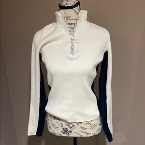 DKNY Vintage Cream and Black Cowl Neck Sweater